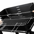 Garden Charcoal Rectangular BBQ Grill With Wooden Shelves